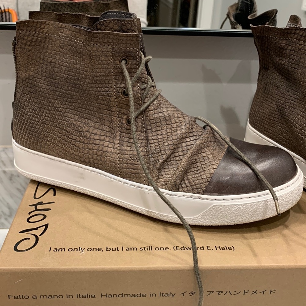 SHOTO high top sneaker shoes zip up Hand Made in Italy